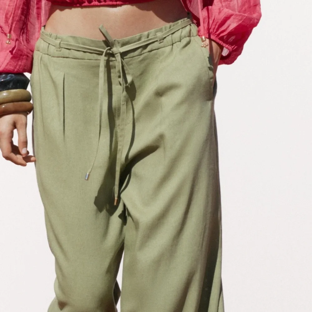 Zara Olive Green Wide Leg Pants - Picture 4 of 6